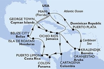 MSC POESIA - Amerikai Egyesült Államok, Kajmán-szigetek, Jamaica, Aruba, Dominikai Köztársaság, ... (a Miami-ből)