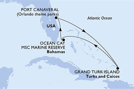 MSC SEASHORE - Amerikai Egyesült Államok, Turks- és Caicos-szigetek, Bahamaszigetek (a Port Canaveral-ből)