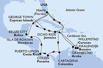 MSC POESIA - Amerikai Egyesült Államok, Kajmán-szigetek, Jamaica, Aruba, Kolumbia, ... (a Miami-ből)