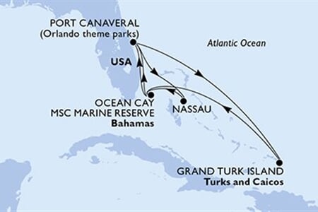 MSC SEASHORE - Amerikai Egyesült Államok, Turks- és Caicos-szigetek, Bahamaszigetek (a Port Canaveral-ből)