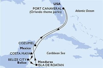 MSC Seashore - USA, Mexiko, Belize, Honduras (z Port Canaveralu)