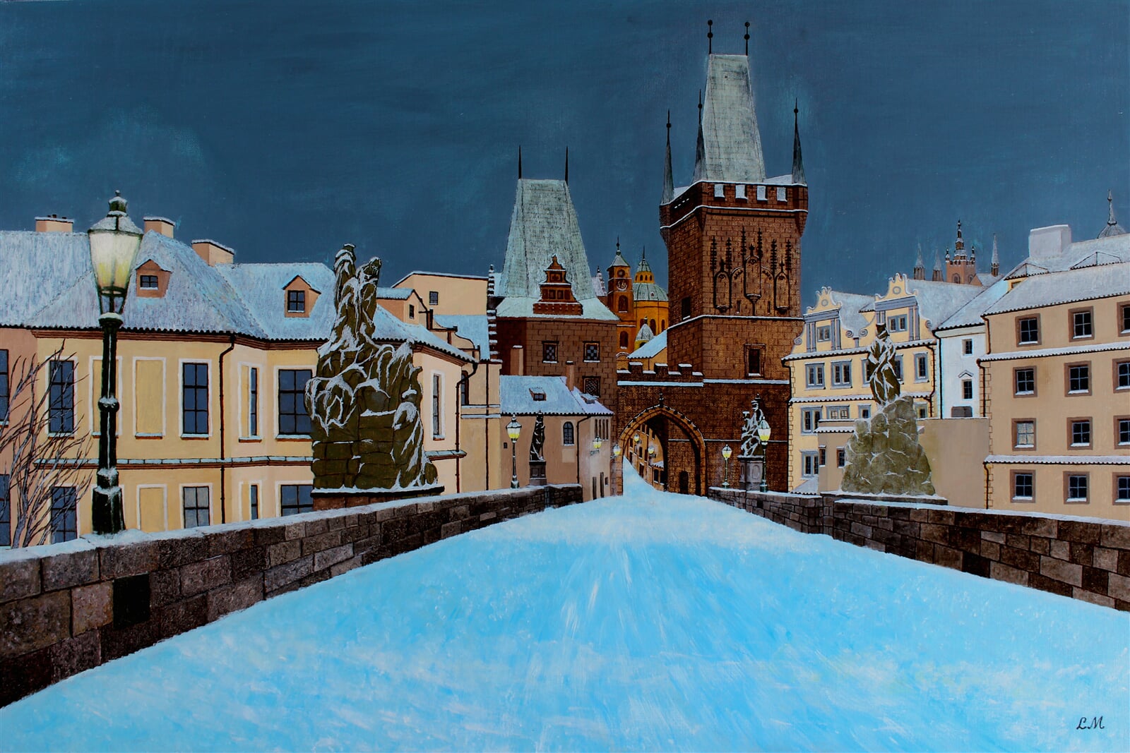 Milan Laštovička: Malostranské mostecké věže, 60 × 90 cm
