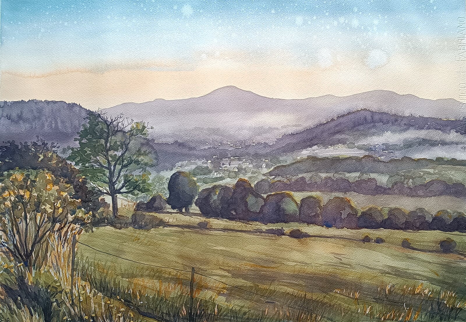 Blažena Niemcová: Večer v Nýdku, 50 × 70 cm