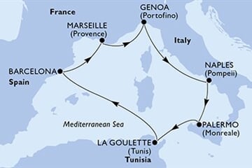 MSC EURIBIA - Olaszország, Tunézia, Spanyolország, Franciaország (a Nápoly-ból)