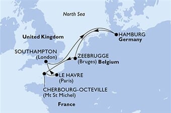 MSC Preziosa - Francie, Velká Británie, Německo, Belgie (Le Havre)