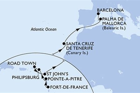MSC SEAVIEW - Martinique, Guadeloupe, Holland Antillák, Brit Virgin-szigetek, Antigua és Barbuda, ... (a Fort-de-France-ből)