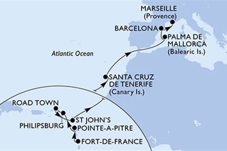 MSC SEAVIEW - Martinique, Guadeloupe, Holland Antillák, Brit Virgin-szigetek, Antigua és Barbuda, ... (a Fort-de-France-ből)