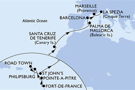 MSC SEAVIEW - Martinique, Guadeloupe, Holland Antillák, Brit Virgin-szigetek, Antigua és Barbuda, ... (a Fort-de-France-ből)