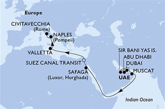 MSC World Europa - Arabské emiráty, Omán, Egypt, Malta, Itálie (z Dubaje)