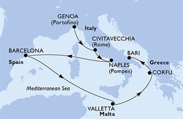 MSC Fantasia - Itálie, Španělsko, Malta, Řecko (z Janova)