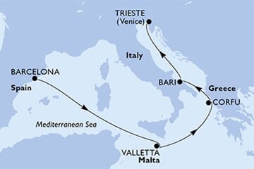 MSC FANTASIA - Španělsko, Malta, Řecko, Itálie (z Barcelony)