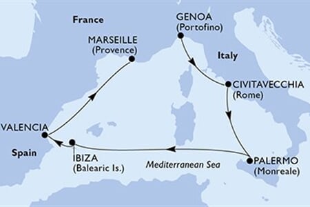 MSC GRANDIOSA - Olaszország, Spanyolország, Franciaország (a Genova-ből)