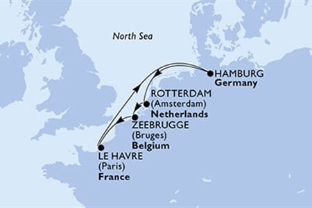 MSC PREZIOSA - Francie, Německo, Nizozemí, Belgie (Le Havre)