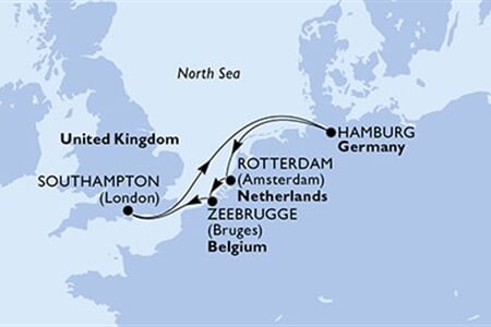 MSC PREZIOSA - Velká Británie, Německo, Nizozemí, Belgie (ze Southamptonu)