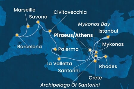 Costa Fortuna - Řecko, Turecko, Malta, Itálie, Španělsko, ... (z Pirea)