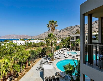 Hotel White Olive Premium Lindos: fotografie vybavení exteriérů a interiérů ubytování.