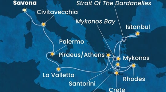 Costa Fortuna - Itálie, Malta, Řecko, Turecko (ze Savony)
