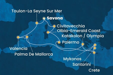 Costa Pacifica - Itálie, Francie, Španělsko, Řecko (ze Savony)