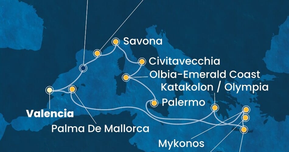 Trasa plavby CPA-VLC14A0D