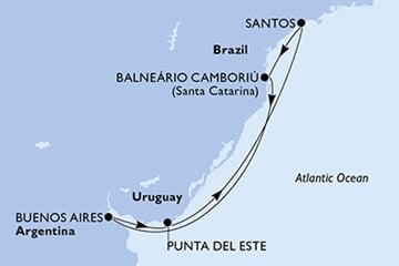 MSC PREZIOSA - Brazília, Argentína, Uruguay (a Santos-ból)