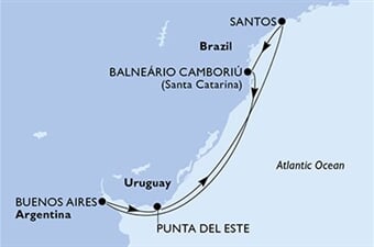 MSC Preziosa - Brazílie, Argentina, Uruguay (Santos)