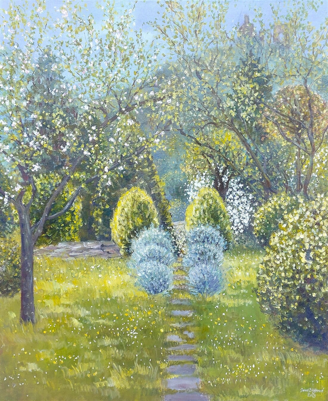 Zahrada v Podhradí II, olej na plátně 100 x 120 cm