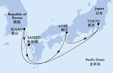 MSC Bellissima - Japonsko, Jižní Korea (z Tokia)