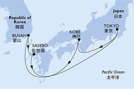 MSC BELLISSIMA - Japonsko, Jižní Korea (z Tokia)