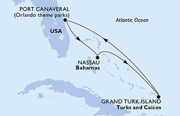 MSC Seashore - USA, Bahamy, Turks a Caicos (z Port Canaveralu)