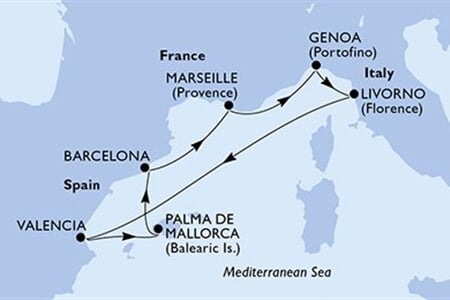 MSC ORCHESTRA - Franciaország, Olaszország, Spanyolország (a Marseille-ből)