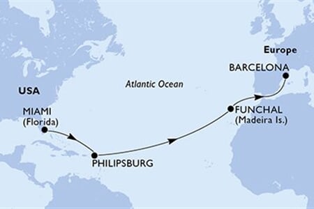 MSC Grandiosa - USA, Nizozemské Antily, Portugalsko, Španělsko (z Miami)