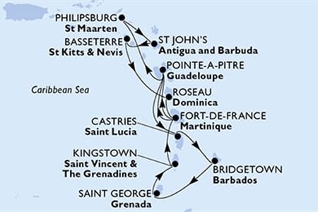 MSC Seaview - Barbados, Grenada, Sv.Vincenc a Grenadiny, Martinik, Guadeloupe, ... (Bridgetown)