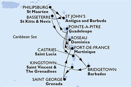 MSC Seaview - Barbados, Sv.Vincenc a Grenadiny, Grenada, Martinik, Guadeloupe, ... (Bridgetown)