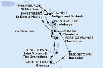 MSC Seaview - Barbados, Grenada, Sv.Vincenc a Grenadiny, Martinik, Guadeloupe, ... (Bridgetown)