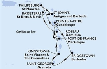 MSC Seaview - Barbados, Grenada, Sv.Vincenc a Grenadiny, Martinik, Guadeloupe, ... (Bridgetown)