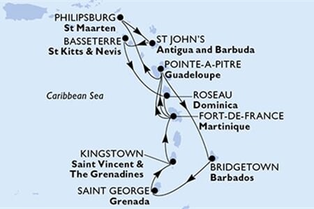 MSC Seaview - Barbados, Grenada, Sv.Vincenc a Grenadiny, Martinik, Guadeloupe, ... (Bridgetown)