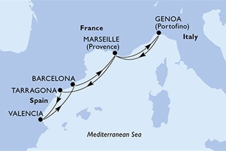 MSC ORCHESTRA - Olaszország, Franciaország, Spanyolország (a Genova-ből)