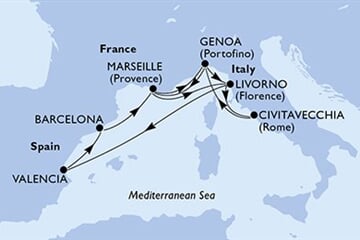 MSC ORCHESTRA - Olaszország, Franciaország, Spanyolország (a Civitavecchia-ből)