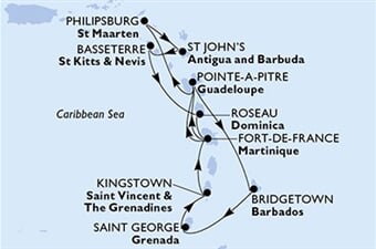MSC Seaview - Barbados, Grenada, Sv.Vincenc a Grenadiny, Martinik, Guadeloupe, ... (Bridgetown)