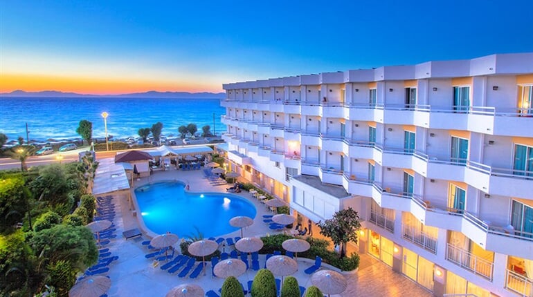 Hotel Lito - Rhodos: fotografie vybavení exteriérů a interiérů ubytování.
