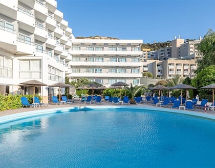 Hotel Lito - Rhodos: fotografie vybavení exteriérů a interiérů ubytování.