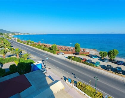 Hotel Lito - Rhodos: fotografie vybavení exteriérů a interiérů ubytování.