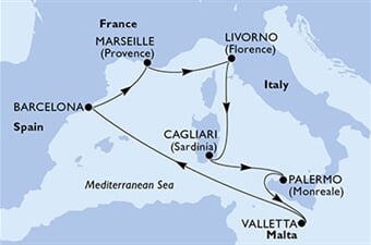MSC Splendida - Malta, Španělsko, Francie, Itálie (La Valetta)