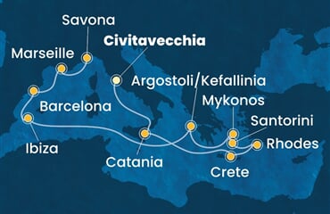 Costa Fascinosa - Itálie, Řecko, Španělsko, Francie (z Civitavecchie)
