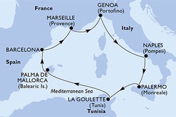 MSC Splendida - Španělsko, Francie, Itálie, Tunisko (z Barcelony)