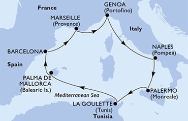 MSC Splendida - Španělsko, Francie, Itálie, Tunisko (z Barcelony)