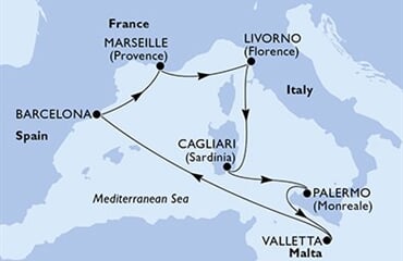 MSC Splendida - Itálie, Malta, Španělsko, Francie (Cagliari)