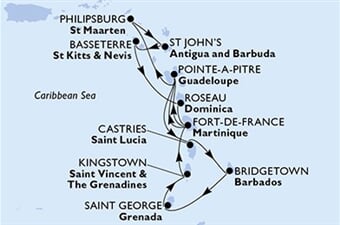 MSC Seaview - Barbados, Grenada, Sv.Vincenc a Grenadiny, Martinik, Guadeloupe, ... (Bridgetown)
