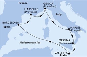 MSC World Europa - Malta, Španělsko, Francie, Itálie (La Valetta)