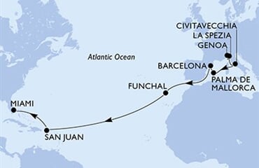 MSC Grandiosa - Itálie, Španělsko, Portugalsko, Portoriko, USA (z Janova)